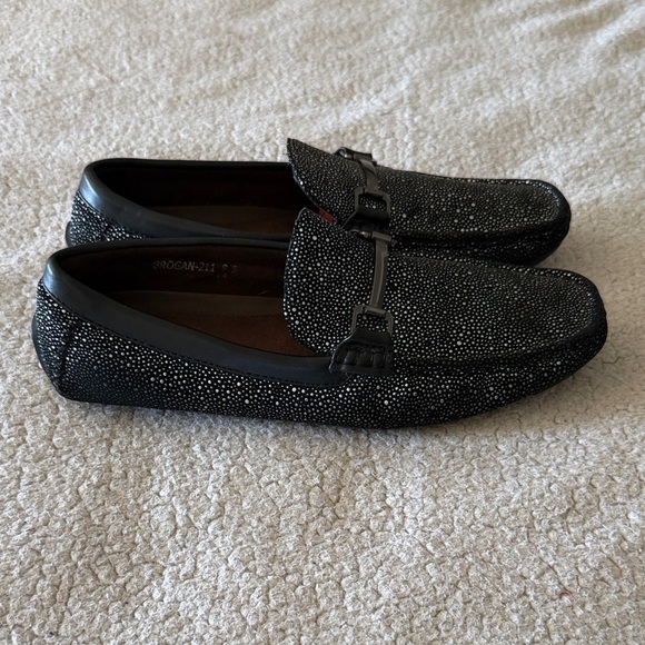 Amali Brogan Men\'s Black Studded Loafers 8.5